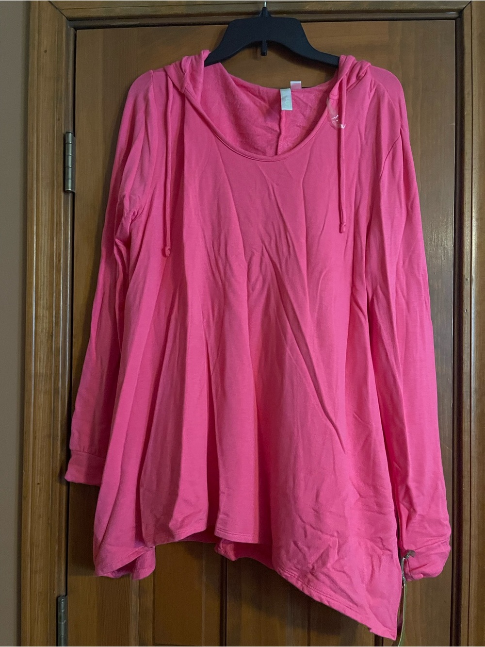 GreenTea Pink Hooded Long Sleeve Tunic Top